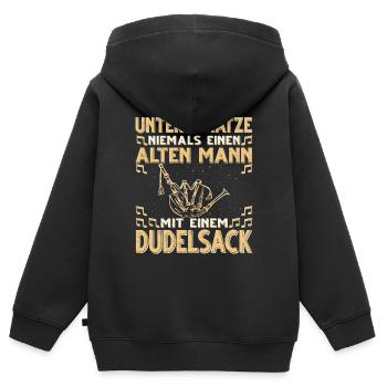 Dudelsack Musikverein Sackpfeifer Musiker - Kinder Premium Organic Zip Hoodie - Schwarz - Hinten - AI Model Kid Male (0cm)