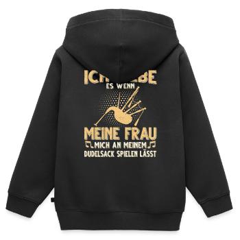 Dudelsack Musikverein Sackpfeifer Musiker - Kinder Premium Organic Zip Hoodie - Schwarz - Hinten - AI Model Kid Male (0cm)