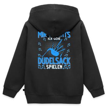 Dudelsack Musikverein Sackpfeifer Musiker - Kinder Premium Organic Zip Hoodie - Schwarz - Hinten - AI Model Kid Male (0cm)