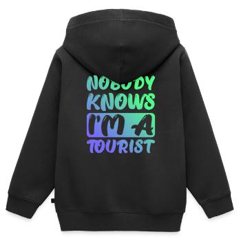 Nobody Knows I'm A Tourist 4 - Kinder Premium Organic Zip Hoodie - Schwarz - Hinten - AI Model Kid Male (0cm)