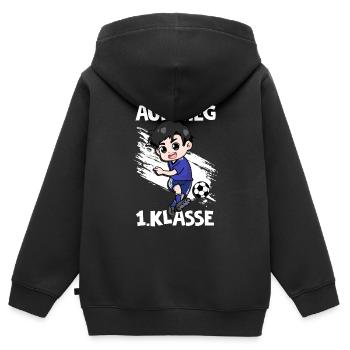Aufstieg 1. Klasse Schulkind Schulanfang Fußball E - Kinder Premium Organic Zip Hoodie - Schwarz - Hinten - AI Model Kid Male (0cm)
