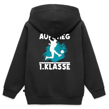 Aufstieg 1. Klasse Schulhof Schultüte Fußball Schu - Kinder Premium Organic Zip Hoodie - Schwarz - Hinten - AI Model Kid Male (0cm)