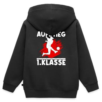 Aufstieg 1. Klasse Schulkind Schulanfang Fußball E - Kinder Premium Organic Zip Hoodie - Schwarz - Hinten - AI Model Kid Male (0cm)