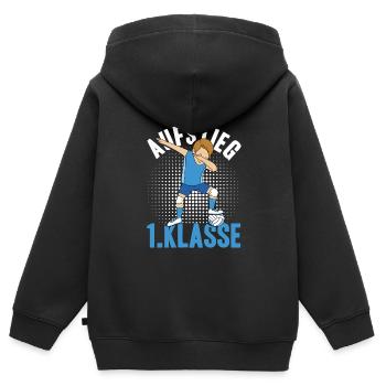 Aufstieg 1. Klasse Schulkind Schulanfang Fußball E - Kinder Premium Organic Zip Hoodie - Schwarz - Hinten - AI Model Kid Male (0cm)