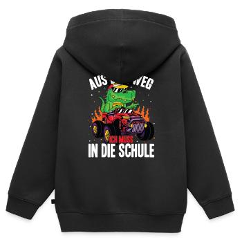 Aus Dem Weg Ich Muss In Die Schule - Schulkind Din - Kinder Premium Organic Zip Hoodie - Schwarz - Hinten - AI Model Kid Male (0cm)