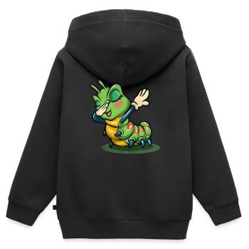 Chenille - Sweat Premium à capuche zippé enfant bio - noir - Dos - AI Model Kid Male (0cm)