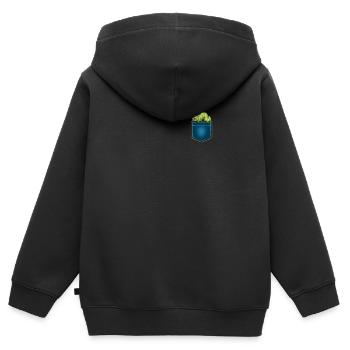Chenille - Sweat Premium à capuche zippé enfant bio - noir - Dos - AI Model Kid Male (0cm)