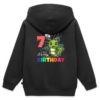 Chenille - Sweat Premium à capuche zippé enfant bio - noir - Dos - AI Model Kid Male (0cm)