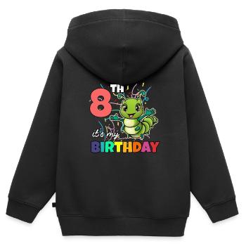 Chenille - Sweat Premium à capuche zippé enfant bio - noir - Dos - AI Model Kid Male (0cm)