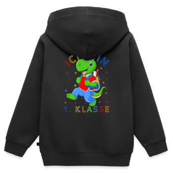 Ich Bin 1. Klasse Dino Dinosaurier Einschulung - Kinder Premium Organic Zip Hoodie - Schwarz - Hinten - AI Model Kid Male (0cm)