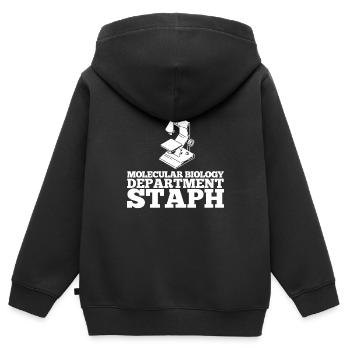 Biologiste Biologiste Microscope Biologiste moléculaire - Sweat Premium à capuche zippé enfant bio - noir - Dos - AI Model Kid Male (0cm)