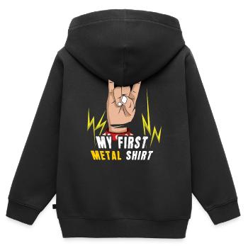 Rock Sign Rocker Hand Metal Kid First Metal - Kinder Premium Organic Zip Hoodie - Schwarz - Hinten - AI Model Kid Male (0cm)