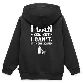 Blind kompliziert - Kinder Premium Organic Zip Hoodie - Schwarz - Hinten - AI Model Kid Male (0cm)