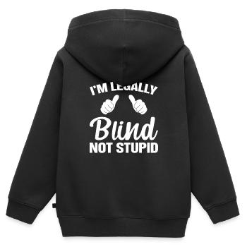 Aveugle pas stupide - Sweat Premium à capuche zippé enfant bio - noir - Dos - AI Model Kid Male (0cm)