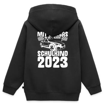 Mit Vollgas in die 1. Klasse, Schulkind 2023 - - Kinder Premium Organic Zip Hoodie - Schwarz - Hinten - AI Model Kid Male (0cm)