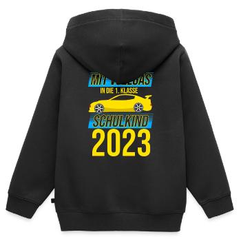 Mit Vollgas in die 1. Klasse, Schulkind 2023 - - Kinder Premium Organic Zip Hoodie - Schwarz - Hinten - AI Model Kid Male (0cm)