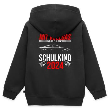 Mit Vollgas in die 1. Klasse, Schulkind 2024 - - Kinder Premium Organic Zip Hoodie - Schwarz - Hinten - AI Model Kid Male (0cm)