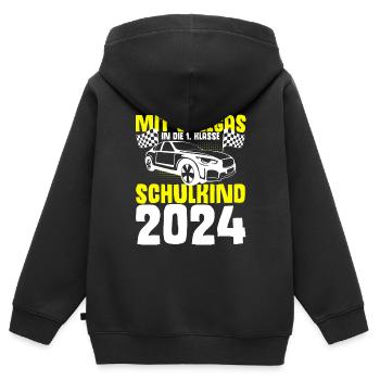 Mit Vollgas in die 1. Klasse, Schulkind 2024 - - Kinder Premium Organic Zip Hoodie - Schwarz - Hinten - AI Model Kid Male (0cm)