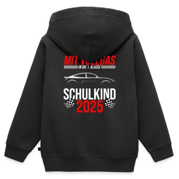 Mit Vollgas in die 1. Klasse, Schulkind 2025 - - Kinder Premium Organic Zip Hoodie - Schwarz - Hinten - AI Model Kid Male (0cm)
