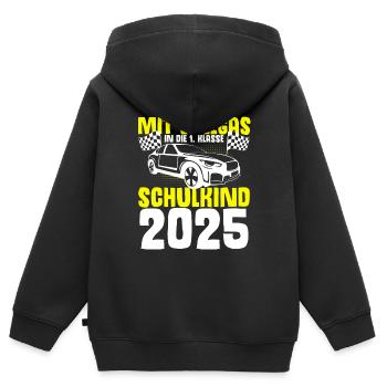 Mit Vollgas in die 1. Klasse, Schulkind 2025 - - Kinder Premium Organic Zip Hoodie - Schwarz - Hinten - AI Model Kid Male (0cm)