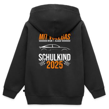 Mit Vollgas in die 1. Klasse, Schulkind 2025 - Ren - Kinder Premium Organic Zip Hoodie - Schwarz - Hinten - AI Model Kid Male (0cm)