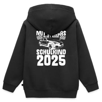 Mit Vollgas in die 1. Klasse, Schulkind 2025 - - Kinder Premium Organic Zip Hoodie - Schwarz - Hinten - AI Model Kid Male (0cm)