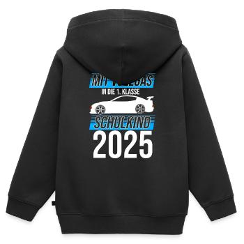 Mit Vollgas in die 1. Klasse, Schulkind 2025 - - Kinder Premium Organic Zip Hoodie - Schwarz - Hinten - AI Model Kid Male (0cm)