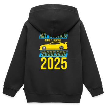 Mit Vollgas in die 1. Klasse, Schulkind 2025 - - Kinder Premium Organic Zip Hoodie - Schwarz - Hinten - AI Model Kid Male (0cm)
