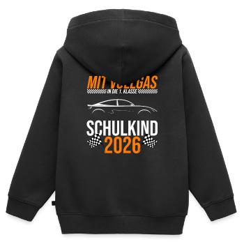 Mit Vollgas in die 1. Klasse, Schulkind 2026 - - Kinder Premium Organic Zip Hoodie - Schwarz - Hinten - AI Model Kid Male (0cm)