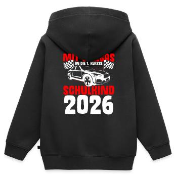 Mit Vollgas in die 1. Klasse, Schulkind 2026 - - Kinder Premium Organic Zip Hoodie - Schwarz - Hinten - AI Model Kid Male (0cm)