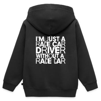 Je ne suis qu’un pilote de course sans voiture de course - Sweat Premium à capuche zippé enfant bio - noir - Dos - AI Model Kid Male (0cm)