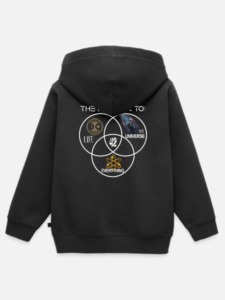 Life Universe Everything 42 Antwort - Premium børne zip-hættetrøje økologisk - sort