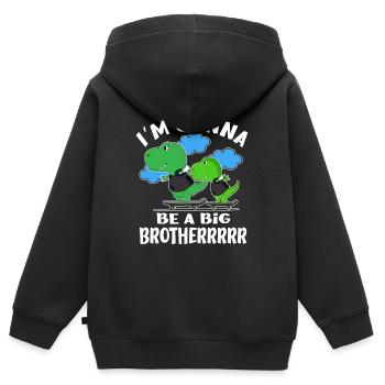 Gonna Be A Big Brother Dino Birth AnnouncementBaby - Kinder Premium Organic Zip Hoodie - Schwarz - Hinten - AI Model Kid Male (0cm)