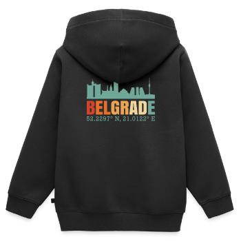 Belgrade Serbie Skyline - Sweat Premium à capuche zippé enfant bio - noir - Dos - AI Model Kid Male (0cm)