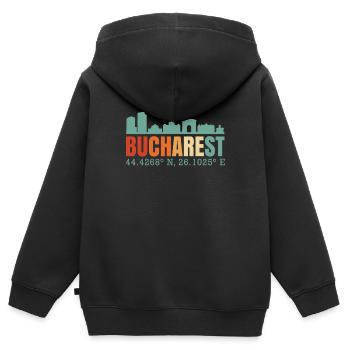Bukarest Bukarest Rumänien Skyline - Kinder Premium Organic Zip Hoodie - Schwarz - Hinten - AI Model Kid Male (0cm)