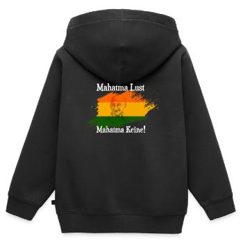 Drôle Mahatma Gandhi disant - Sweat Premium à capuche zippé enfant bio - noir - Dos - AI Model Kid Male (0cm)