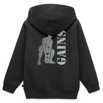 Bodybuilder Force Sport Squats Squats Cadeau - Sweat Premium à capuche zippé enfant bio - noir - Dos - AI Model Kid Male (0cm)