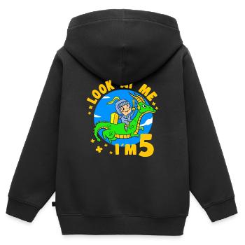 5 Years Old Birthday Knight Dragon 5th B-Day Party - Kids Premium Organic Zip-up Hoodie - black - Back - AI Model Kid Male (0cm)