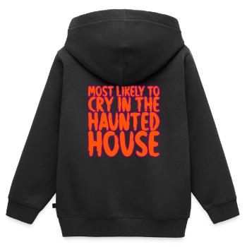 Les plus susceptibles de pleurer dans la maison hantée - Sweat Premium à capuche zippé enfant bio - noir - Dos - AI Model Kid Male (0cm)