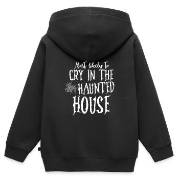 Les plus susceptibles de pleurer dans la maison hantée 2 - Sweat Premium à capuche zippé enfant bio - noir - Dos - AI Model Kid Male (0cm)