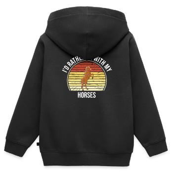 Je serais plutôt avec mes chevaux - Sweat Premium à capuche zippé enfant bio - noir - Dos - AI Model Kid Male (0cm)