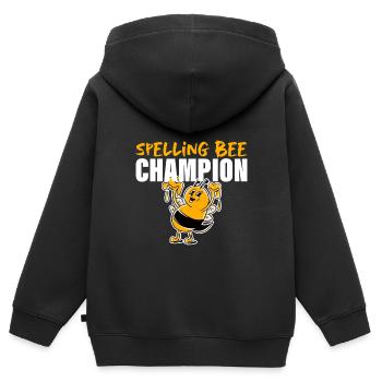 Orthographe Bee Champ 4 - Sweat Premium à capuche zippé enfant bio - noir - Dos - AI Model Kid Male (0cm)