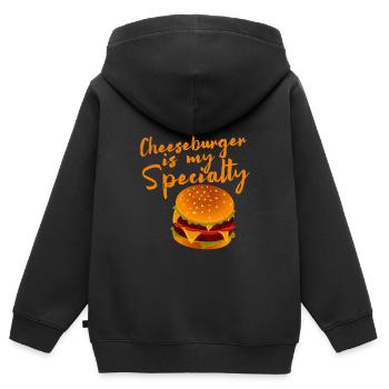 Le cheeseburger est ma spécialité 4 - Sweat Premium à capuche zippé enfant bio - noir - Dos - AI Model Kid Male (0cm)