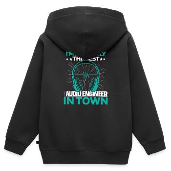 Tontechniker Toningenieur Kopfhörer - Kinder Premium Organic Zip Hoodie - Schwarz - Hinten - AI Model Kid Male (0cm)
