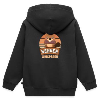 Beaver Fan Beaver Lovers Funny Beaver Gift - Kids Premium Organic Zip-up Hoodie - black - Back - AI Model Kid Male (0cm)