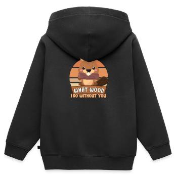 Beaver Fan Beaver Lovers Funny Beaver Gift - Kids Premium Organic Zip-up Hoodie - black - Back - AI Model Kid Male (0cm)