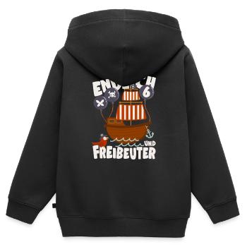Endlich 6 Jahre Junge Geburtstag Piratenschiff - Kinder Premium Organic Zip Hoodie - Schwarz - Hinten - AI Model Kid Male (0cm)