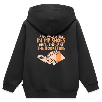 You'll End Up At The Bookstore 4 - Kids Premium Organic Zip-up Hoodie - black - Back - AI Model Kid Male (0cm)