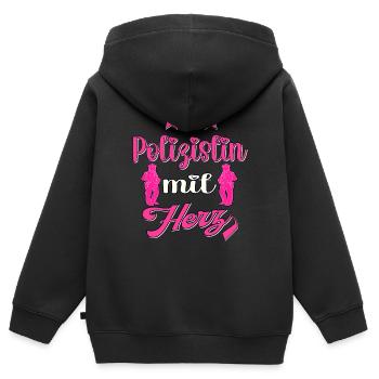 Polizistin Polizeibeamtin Polizei - Kinder Premium Organic Zip Hoodie - Schwarz - Hinten - AI Model Kid Male (0cm)