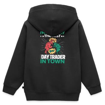 Day Trading Day Trader Taureau Ours - Sweat Premium à capuche zippé enfant bio - noir - Dos - AI Model Kid Male (0cm)